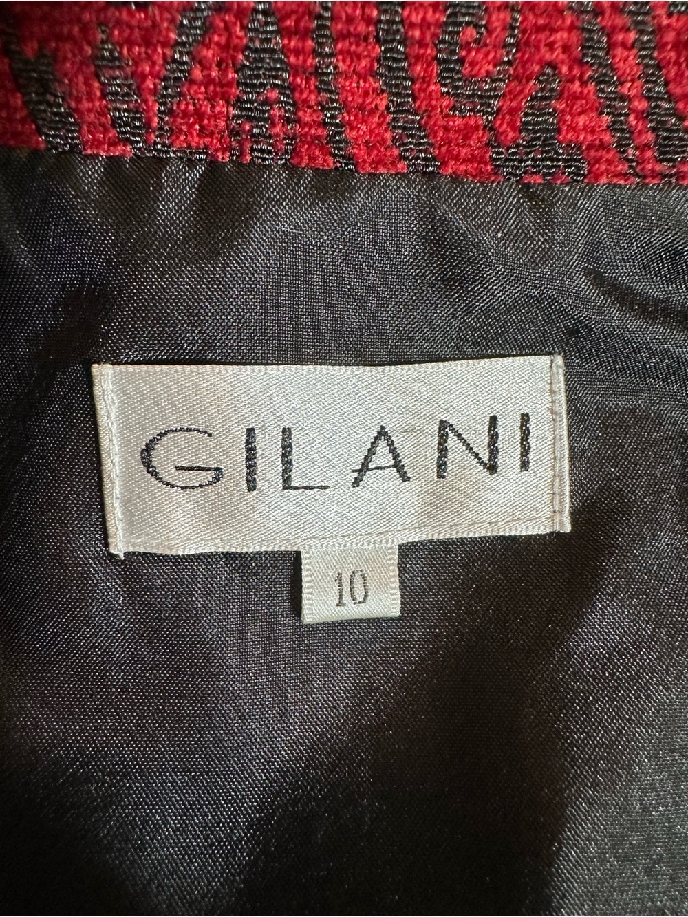 Gilani Red Black Paisley Jacquard Blazer Jacket Size 10 - Picture 8 of 9